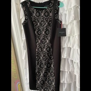 NWT Cynthia Rowley black w/ lace panel detail dress. Size 8 lined